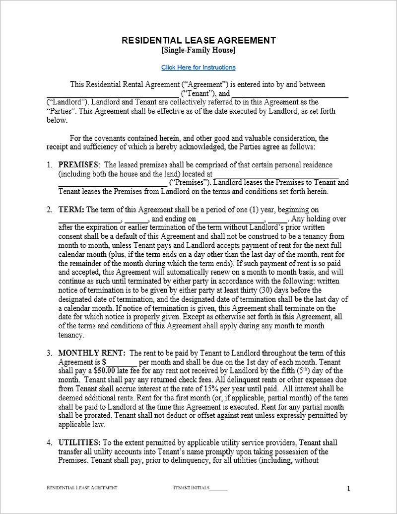 Residential Lease Agreement Template