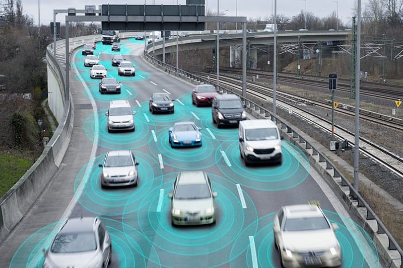 Self-driving cars on a highway